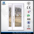 Fangda One and Half Decorative Glass Inserted Exterior Fiberglass Door